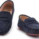 DADAWEN Toddler Little Kid Boys Girls Soft Suede Leather Slip On Loafer Flats Dress Shoes Casual Boat Shoes Wedding Church School Oxford Shoes Loafers Blue US Size 11.5 M Little Kid
