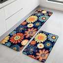 Kitchen Rugs Set of 2, Non-Slip Washable Floor Mats, Colorful Decorative Absorbent Runner Rugs for Kitchen Sink & Stove, Hallways Entryway and Laundry16.9 x27.6 + 16.9"x47.2"
