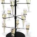 Cocktail Tree Stand, Glass Flight Tasting Display For Drinks, 3 Tier - 12 Holders For Champagne, Cocktails, Martini, Margarita Cups at Weddings, Bridal Shower, Mimosa Bar Parties & Events (Black)