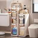 Slim Bathroom Storage Cabinet with Drawers Narrow Waterproof Rolling Floor Organizer with Wheels, Space-Saving Gap Storage, No Assembly (4-Tier, 30.7" H)