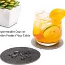 Drink Coasters, 12 Pcs with Holder, Dual Sided Non-Slip Washable Faux Leather Cup Coasters (Gray Beige)