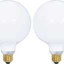 (2 Pack) G40 Incandescent Light Bulb 2700K Soft Light, Decorative Globe Light Bulbs,E26 Medium Base, Perfect use for Decor, Pendant, Bathroom/Vanity Mirror Makeup, Dimmable. White-Finish (25)