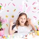 LHIUEM 50PCS Colorful Happy Easter Wall Decals Gift Cute Bunny Clings Easter Peeps Decorations Jumping Rabbits Decals Spring Clings for Windows Cute Eggs Bulletin Board Banner for Nursery Home