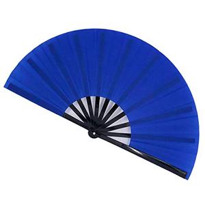 STHUAHE Large Folding Fans Rave Hand Clap Fan Popping Fan for Line Dancing, Big Foldable Clacking Fans for Dance Festival, Dancing, Performance (Blue)