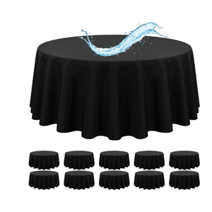 10 Pack Black Round Tablecloth 120 Inch, Waterproof Polyester Table Cloth for Round Tables, Black Tablecloths Stain and Wrinkle Resistant Washable Fabric Table Cover for Party Dining Wedding Banquet