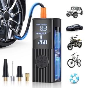Hafuloky Tire Inflator Portable Air Compressor, 180PSI Cordless Air Pump with Digital Gauge, LED Light and Auto Shut-Off Function, 3X Faster Air Compressor for Car, Motorcycle, Bicycle, Ball BROKEN SCREEN