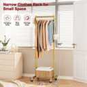 SLEEPING LAMB Small Clothes Racks for Hanging Clothes, Rolling Clothing Rack with Shelves, 60" Metal Garment Rack with Wheels Portable Wardrobe Rack for Small Space, Gold
