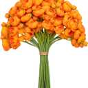 32pcs Ranunculus Artificial Flower, Faux Silk Mini Orange Ranunculus Flowers for DIY Bouquet, Bulk Fake Peony Wedding Filler Flowers for Centerpieces Arrangements Bridal Shower Decorations