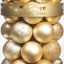 KI Store Gold Christmas Balls 34pcs 2.36-Inch Christmas Tree Decoration Ornaments for Xmas Tree Holiday Wreath Garland Decor Ornaments Hooks Included