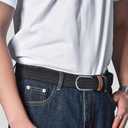 2 x Multicolored Woven Stretch Belt for Men and Women, Braided Elastic Golf Belts Jeans Casual Pants Sport Belt (Gray)