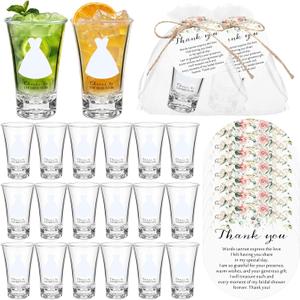 Reallnaive 30 Sets Bridal Shower Favors for Guests Cheer to the Bride to Be Acrylic Clear Shot Glasses with Thank You Tags and Organza Bag Wedding Party Favors Souvenir Gift for Bachelorette Bridal