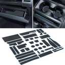 for Ford F150 Accessories 2021 2022 2023 2024 2025 Non-Slip Anti Dust Cup Holder Insert Center Console Liner Trim Door Packet Mats Custom Interior 40-pc Set (Bucket SuperCrew)(Blue Trim)