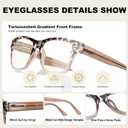 SKYOAK 2 Pack Trendy Progressive Multifocus Reading Glasses for Women, Retro Rectangle Frame Anti UV/Eyestrain Computer Readers, Stylish Spring Hinge Multifocal Glasses with Metal Core Wire, 2.5x