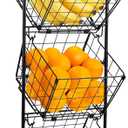 Sorbus 3-Tier Wire Market Basket Storage for Fruit, Vegetables, Toiletries, Household Items, Stylish Tiered Serving Stand for Kitchen, Bathroom Organization, Black