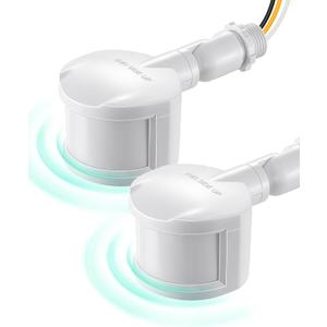 EDISHINE 2 Pack Motion Sensor, 180-Degree Replacement Motion Detector for Outdoor Lights, Adjustable Time & Detection Range Up to 60FT, 3 Modes PIR Motion Sensor for Floodlight, White, UL Listed