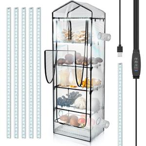 Windyun 5 Tier Extra Tall Mushroom Grow Tent Kit with Light & Timer, 80 x 19 x 27 Inch & 6500k Greenhouse with LED Grow Light, 4" Vents & Built in Humidifier Ports for Indoor Outdoor Mushroom Tent