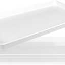 3pcs White Melamine Serving Trays, 11.8x6.2 Inch Reusable Rectangle Appetizer Platters, Plastic Tray for Desserts, Fruit, Cookies, Charcuterie, Snack, Party Food Display - Dishwasher Safe