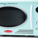 Nostalgia Retro Countertop Microwave Oven - 800-Watt - 0.9 cu ft - 12 Pre-Programmed Cooking Settings - Digital Clock - Kitchen Appliances - Aqua