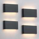 4 Pack Modern LED Wall Sconces, 15W Black Up and Down Wall Lights Indoor, 5 CCT Adjustable (3000K-6500K) Hardwired Decorative Wall Lamp for Hallway, Bedroom, Living Room, Stairwell