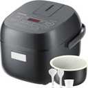 TOSHIBA Rice Cooker Small 3-Cup Uncooked LCD Display with 8 Cooking Functions: Rice, Oatmeal, Mixed Grains and More, NonStick Inner Pot, Grey