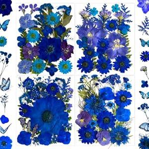 132Pcs Black Pressed Dried Flowers and Butterfly for Resin Molds, Real Natural Bulk Dry Floral Leaves Stickers for DIY Art Crafts, Jewelry, Candle, Soap Crafts Making