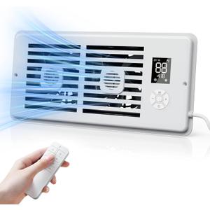 Ideashop Quiet Register Booster Fan Fits 4" x 10" Register Holes, Improves Heating & Cooling AC Vent Booster Fan, Smart Vent 10-Speed Adjustable with Thermostat & Remote Control, for Wall and Floor