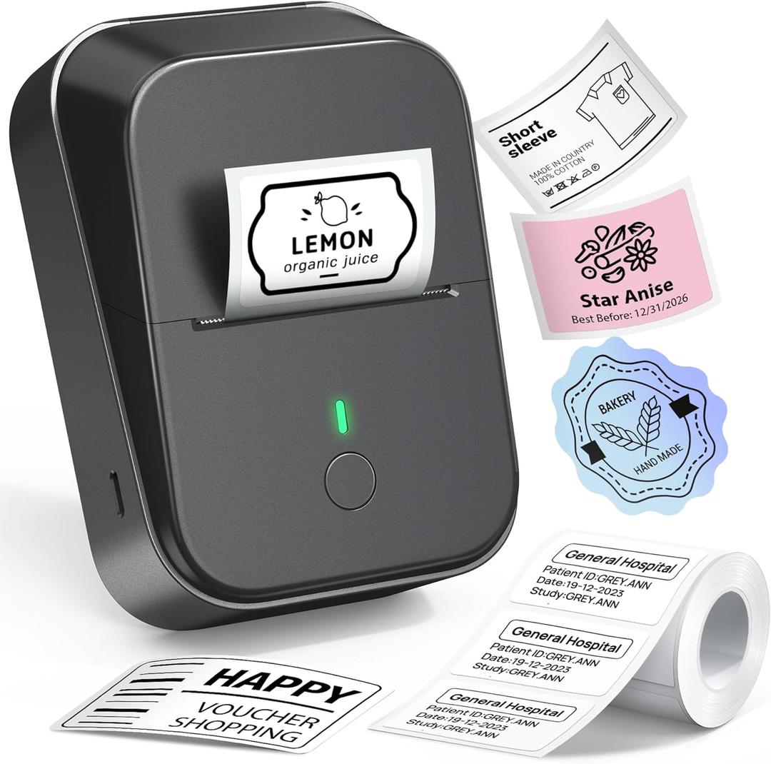 PM260 Label Maker Machine with Tape, 2 Inch Label Tape Maker Bluetooth Label Printer, Inkless Portable Label Maker with Smart AI APP for Home, Kitchen, School, Office Organization, Black