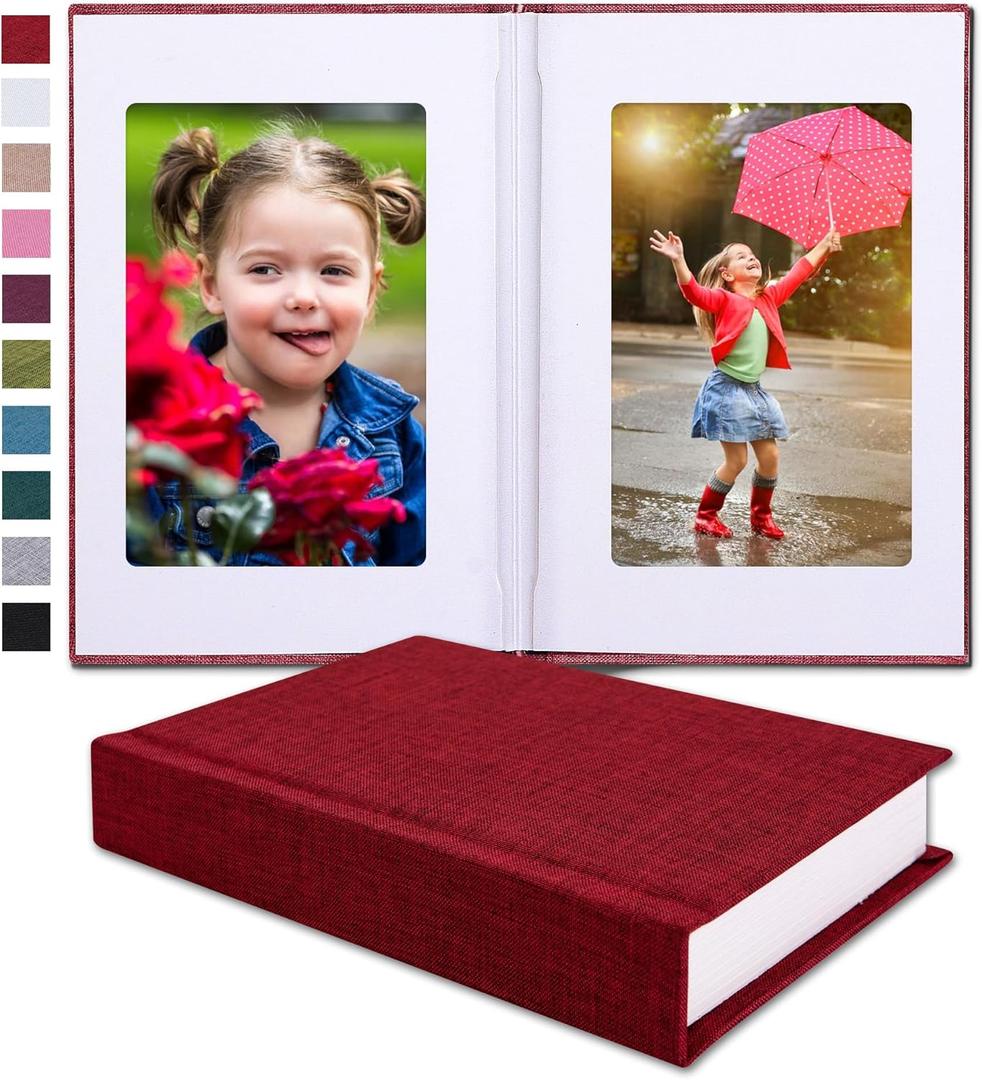 Small 4x6 Photo Album with Writing Space Holds 30 Photos Ideal for Wedding Theme-Album and Baby Photo Album (Red)