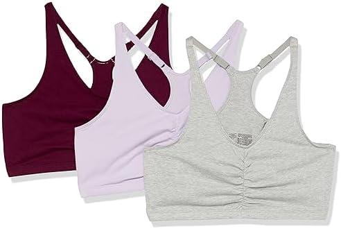 Fruit of the Loom Women's Adjustable Shirred Front Racerback Sports Bra, Multi Pack Option 34