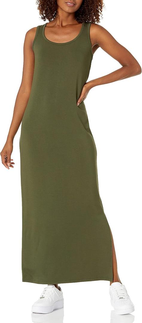 Amazon Essentials Women's Supersoft Terry Racerback Maxi Dress (Previously Daily Ritual) (Medium, Olive)