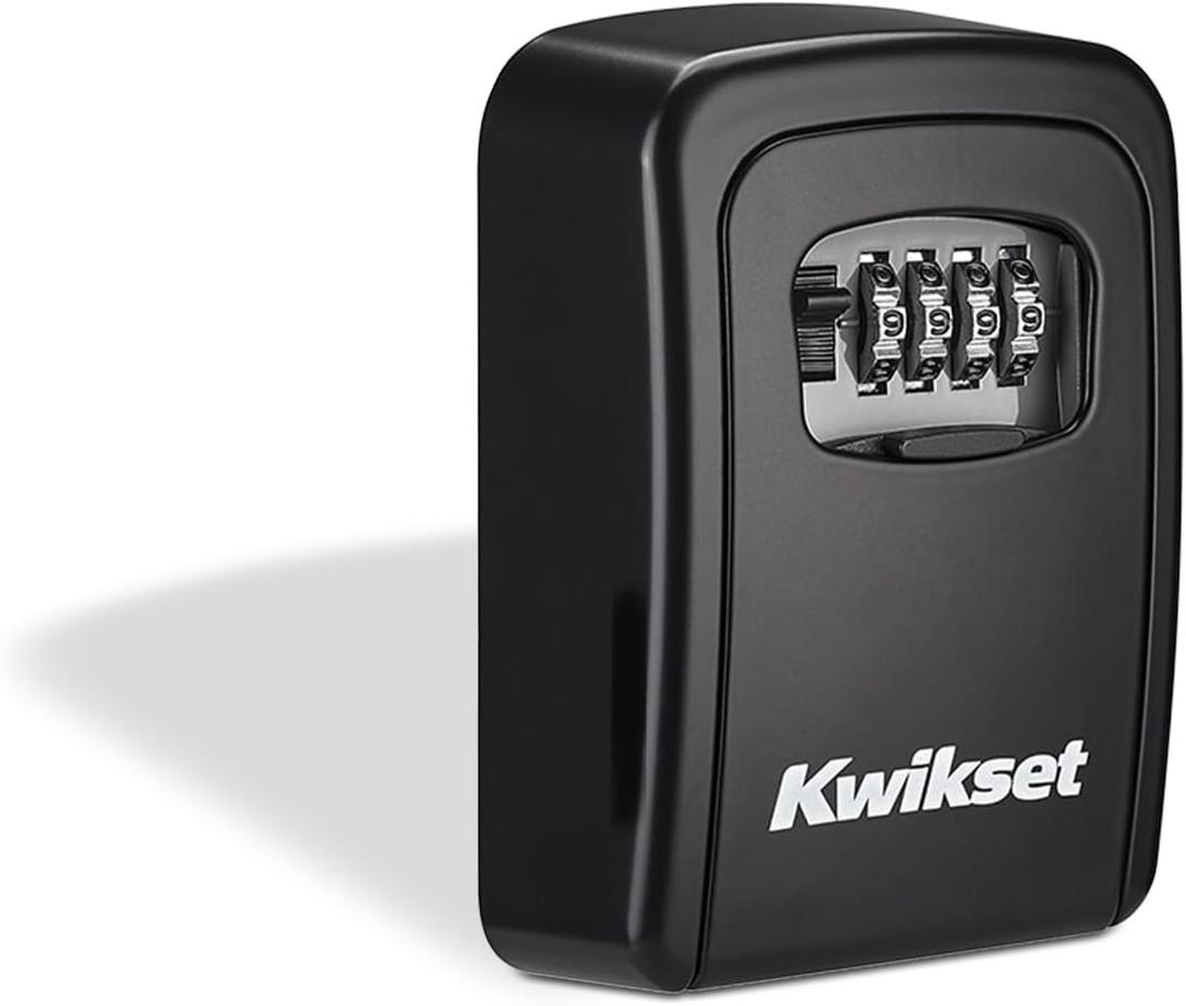 Kwikset Wall Mount Key Storage Lock Box, Combination, 3-9/16", Black