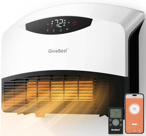 GiveBest Electric Wall Heater with WiFi and Remote Control, Floor or Wall Mounted Heater, Large Room Coverage, 3 Heating Modes, 1500W Fast Heating Space with Thermostat for Indoor Room Use, White