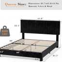 Vipbear Queen Size Bed Frame with Heaboard, Luxury Velvet Upholstered Bed Frame with Wooden Slats Support - Low & Sturdy, Noise-Free, No Box Spring, Easy Assembly, Black