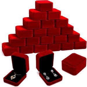 Sureio 24 Pcs Velvet Necklace Gift Boxes Bulk Jewelry Boxes for Necklace Pendant Bracelet Ring Earring Jewelry Storage Display Case for Wedding Christmas Birthday Anniversary (Wine Red)