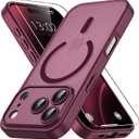 Vansdon for iPhone 17 Pro Max Case, Compatible with MagSafe, Magnetic Translucent Matte Slim Protective Cover with 1 Screen Protector - Military-Grade Drop Protection (WineRed)
