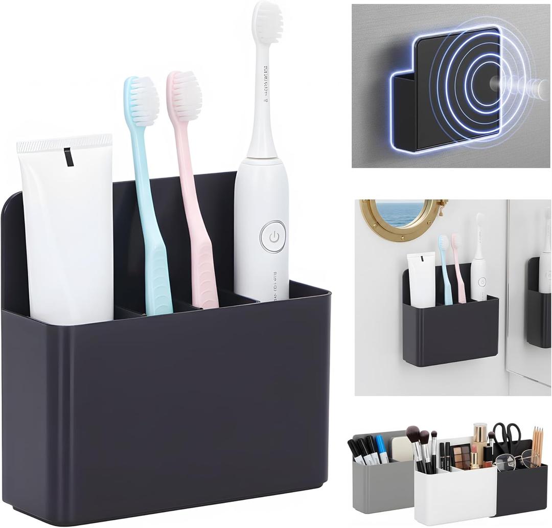 Magnetic Toothbrush Holder  Cruise Must-Have Wall-Mount Bathroom Organizer  Cruise Essentials 2025 & 2026 for Royal Caribbean, Alaska & Caribbean Staterooms (Black)