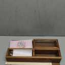 Key Holder Wall Mount, Wooden Mail and Key Organizer with Chalkboard and Mirror, 3 Greeting Cards, 8 Hooks, Brown, Type 1