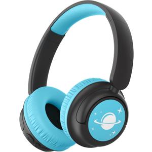 iClever BTH22 Kids Bluetooth Headphones, 60H Play Time, 74/85 dBA Safe Volume, Bluetooth 5.4, USB C, Over Ear Kids Headphones Wireless with Mic AUX Cord for iPad/Tablet/Travel/School (Black/Blue)