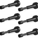 6PCS Matte Black Door Stoppers for Wall - 4.33 Inch Spring Door Stop for Bottom of Door, Aluminum Doorstopper with Silicone Tip, Screw & Adhesive Installation