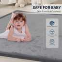 ACOMOPACK Baby Play Mat for Floor,1.3" Thick Elasti-Foam 59"×71" Non-Slip Water Repellent,Non-Toxic Playpen Mat for Infants Toddlers Kids, Ultra Soft Coral Velvet for Tummy Time Crawling（Dark Grey）