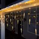 Joiedomi 416 LED Warm White Christmas Icicle Lights 78 Meteor Drops with 8 Modes 30.2 FT Clear Wire for Indoor Outdoor Holiday Dcor, Christmas Eve Night Eaves Decoration