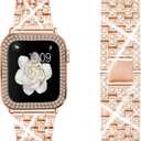 Bekomo Compatible for Apple Watch Ultra Band 49mm 46mm 45mm 41mm 38mm 40mm 42mm 44mm with 2 Pack Bling Crystal Diamonds Case Cover, iwatch SE Series Ultra 3 2/11/10/9/8/7/6/5/4/3/2/1 Bands for Women