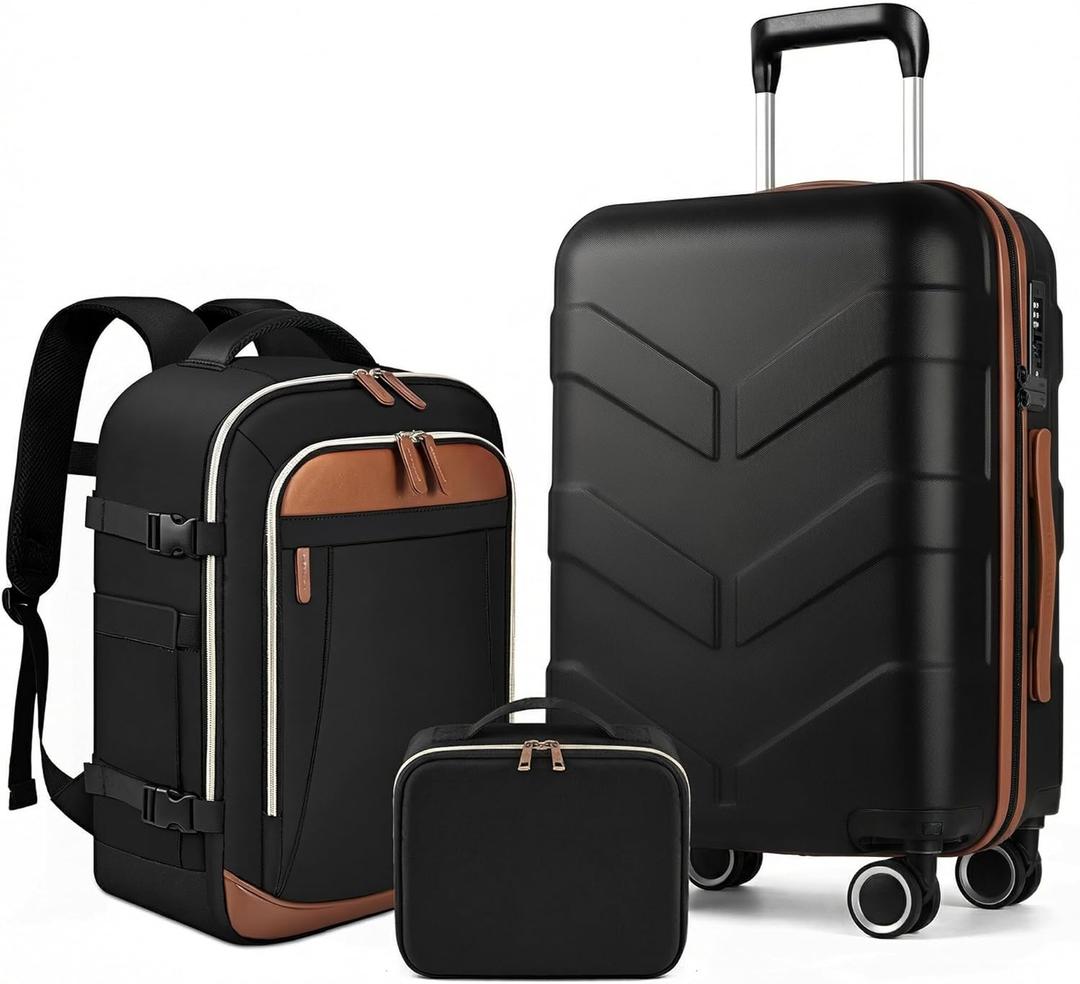 TILYMOL Hardside Carry On Luggage 22x14x9 Airline Approved with Spinner Wheels, Lightweight 20-inch Carry-On Suitcase for Men & Women, Black