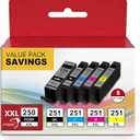 QUEENPRINT High Speed Printing Compatible Ink Cartridge Replacement for Canon 250 251 XXL (Black, Cyan, Magenta, Yellow)