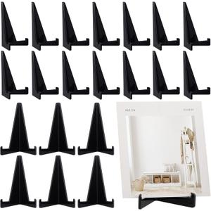Bucherry 20 Packs Card Display Stand 3.4" Acrylic Easel Stands Mini Picture Coin Display Easel Holder Baseball Sports Card Trading Graded Holder for Challenge Coin Photo Frame Medal Watch (Black)