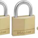 Master Lock 140T Solid Brass Padlock with Key, Pack of 2 