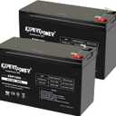 ExpertPower EXP1290 (2 Pack) - 12V 9AH SLA AGM Rechargeable 12V Battery for Ride on Toys, Backup UPS Battery Replacement, 12 Volt Batteries for Alarm, Electric Bike, F2 Terminals (.250")