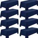 8 Pack Premium Navy Blue Tablecloth 60 x 126 Inch, Rectangle Table Clothes for 8 Foot Tables Washable Polyester Fabric Table Covers for Wedding Party Reception Banquet Buffet Restaurant