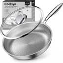 12" Titanium Pans for Cooking with Lid Hammered Tagines Skillet