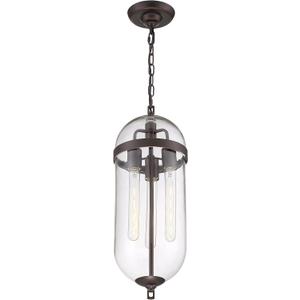 NUVO 60/6923 Fathom Pendant Fixture Mahogany Bronze Finish with Clear Glass, 3 Light